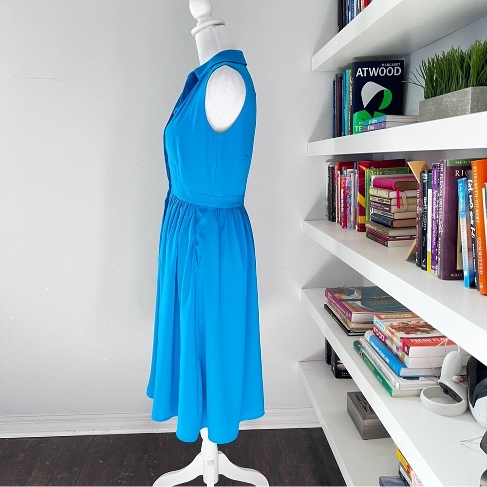 Hobbs London Sleeveless Midi Blue Dress sz US 6 / UK 10 - Picture 5 of 15